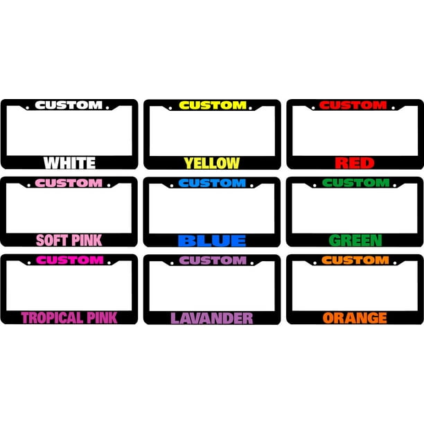 CHROME FRAME CUSTOM PLASTIC PERSONALIZED License Plate Frame COLOR FONT CHOICE